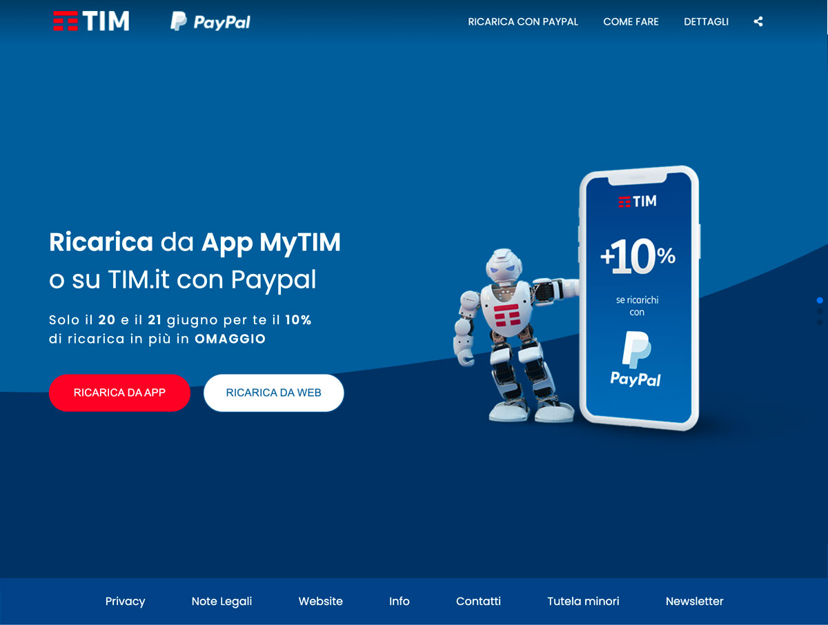 Landing page TIM – sviluppo frontend